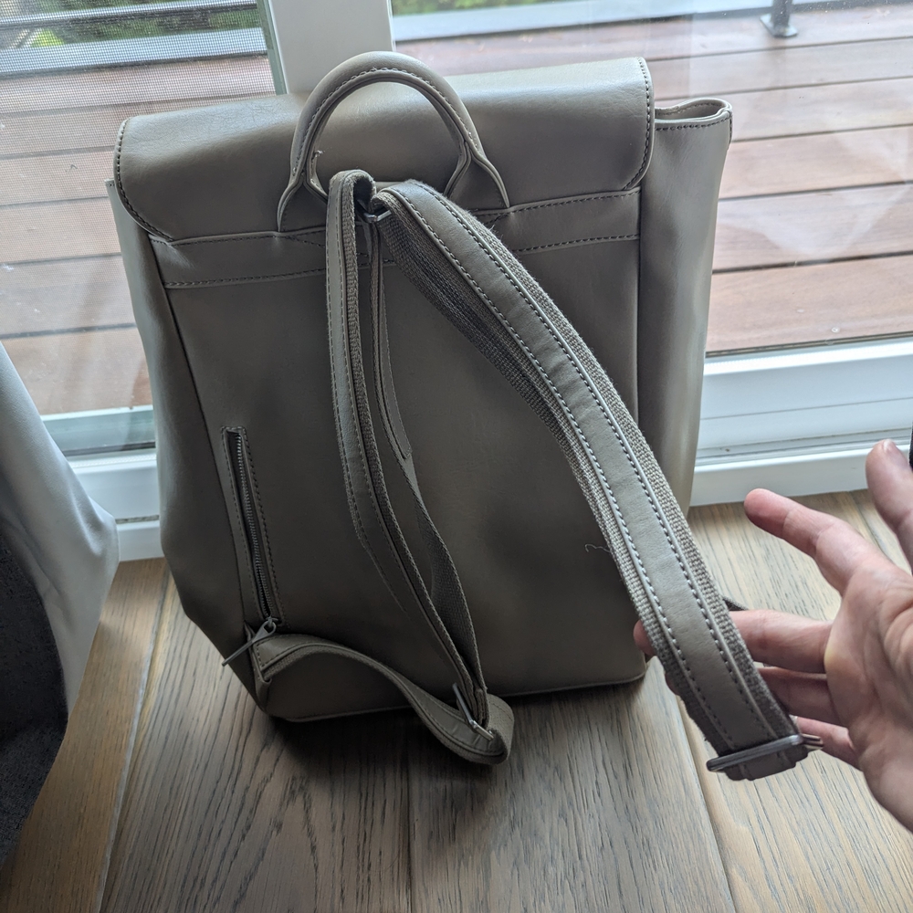 Gray Leather Backpack, Fits Laptop - image 5